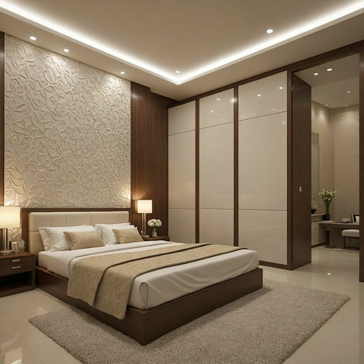 Serene Master Bedroom with Full-Height Upholstered Cushion Headboard #106
